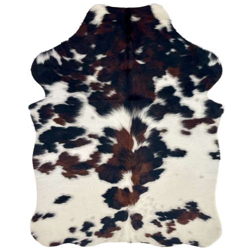 XS Tricolor Cowhide: white with large and small, black and brown spots - 4'5" x 3'5" (XS677)