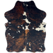 XS Tricolor Cowhide: has a black and brown, brindle pattern and small, white spots - 4'5" x 3'5" (XS678)