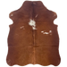 XS Red Brown and White Cowhide:r ed brown with a few small, white spots, and long hair down part of the spine - 4'5" x 3'3" (XS698)