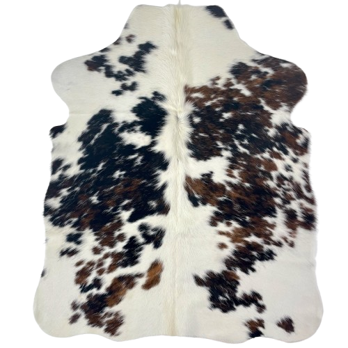 XS Tricolor Cowhide: ivory with black and brown spots - 4'5" x 3'5" (XS703)