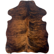 XS Reddish Brown and Black Brindle Cowhide: reddish brown with black, brindle markings - 4'3" x 3'3" (XS704)