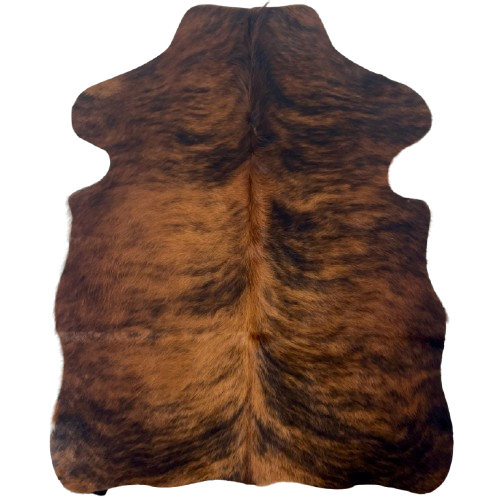 XS Reddish Brown and Black Brindle Cowhide: reddish brown with black, brindle markings - 4'3" x 3'3" (XS704)