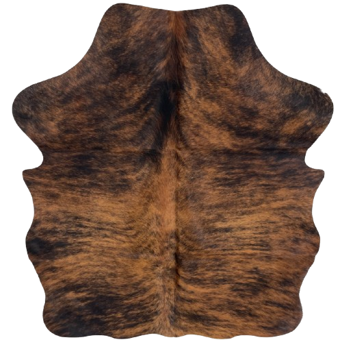 XS Brown and Black Brindle Cowhide: brown with black, brindle markings - 4'4" x 3'5" (XS711)