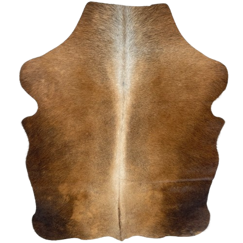 XS Brown and Black Speckled Cowhide: brown with black speckles, and white down the spine - 4'4" x 3'4" (XS717)