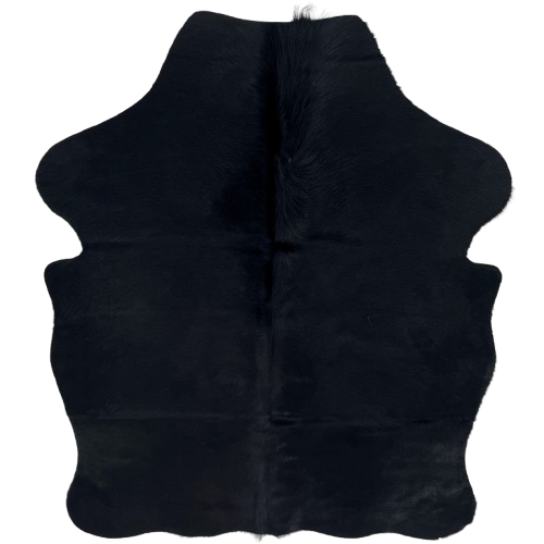 XS Solid Black Cowhide: solid black with longer hair down the spine - 4'5" x 3'5" (XS719)