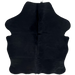 XS Solid Black Cowhide: solid black with longer hair down the spine - 4'5" x 3'5" (XS719)