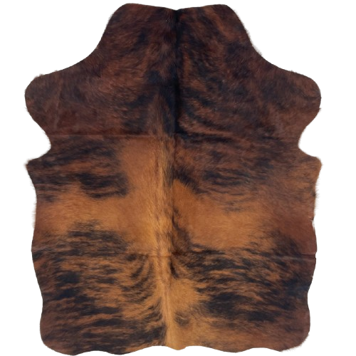 XS Red Brown and Black Brindle Cowhide: red brown with black, brindle markings - 4'4" x 3'6" (XS738)