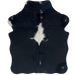 XS Black and White Cowhide: black with a few small, white spots, and on large, white spots with longer hair - 4'4" x 3'5" (XS760)
