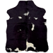 XS Black and White Cowhide: has long hair that is black with white spots - 4'4" x 3'5"  (XS769)