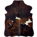 XS Tricolor Cowhide: has a mix of brown and black with a few white spots - 4'4" x 3'4" (XS770)