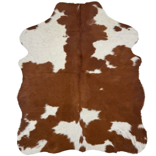 XS Brown and White Cowhide: brown with large and small, brown spots - 4'3" x 3'6" (XS771)
