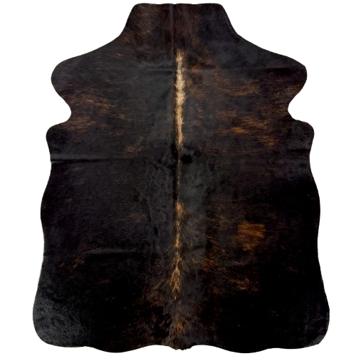 XS Black and Brown Brindle Cowhide: black with brown, brindle markings and light brown down the spine - 4'4" x 3'4"  (XS772)