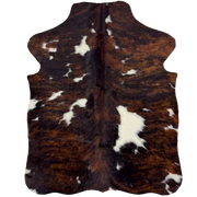  XS Tricolor Cowhide: has a mix of black and brown, and small and large, white spots - 4'4" x 3'5" (XS775)