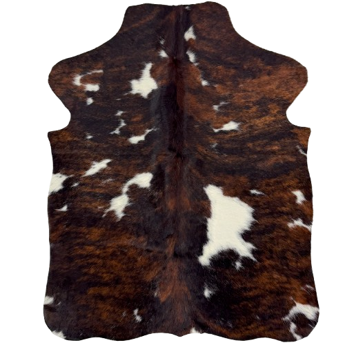  XS Tricolor Cowhide: has a mix of black and brown, and small and large, white spots - 4'4" x 3'5" (XS775)