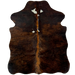 XS Black and Brown Brindle Cowhide:  black with brown, brindle markings, brown down the spine, and a few small, white spots - 4'4" x 3'5"  (XS776)