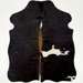 XS Black and White Cowhide:  black with a few white spots, and reddish brown down the spine, and longer hair down the middle of the shoulder - 4'4" x 3'5"  (XS777)