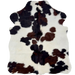 XS Tricolor Cowhide: has long hair that is white with black and dark brown spots - 4'4" x 3'6" (XS778)