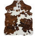 XS Tricolor Cowhide: white, brown, and black, and off-white longer hair down the spine - 4'4" x 3'5"  (XS779)