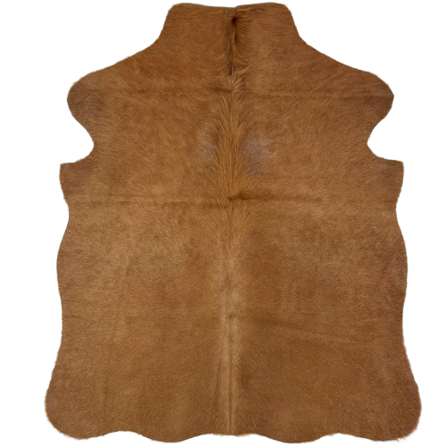 XS Solid Brown Cowhide: solid brown with long hair down the middle of the shoulder - 4'4" x 3'5"  (XS787)