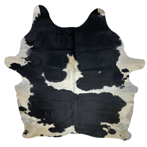 Large Brazilian Black and Off-White Cowhide - 7'9" x 6'1" (BRBKW074)