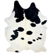 XL White and Black Brazilian Cowhide: white with black spots, black across the shoulder, and off-white on the spine  - 8'3" x 5'11" (BRBKW179)
