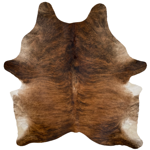 Brazilian Reddish Brown and Black Brindle Cowhide, with a touch of white on the belly - 7'3" x 6'3" (BRBR900)
