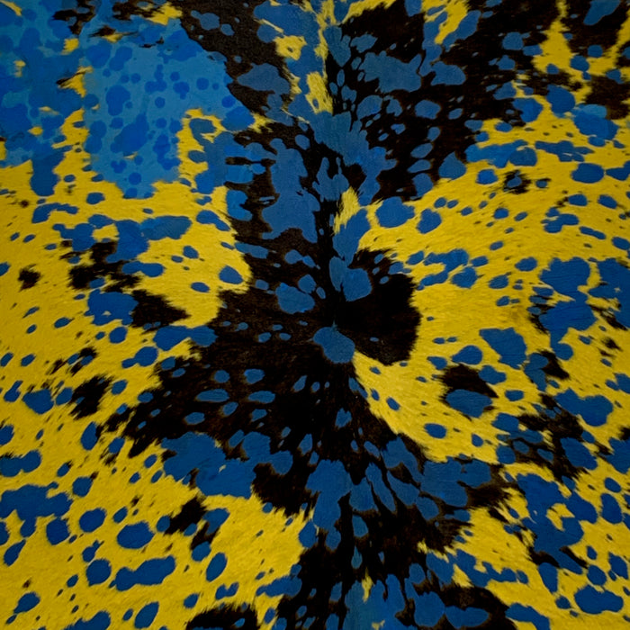 Brazilian White and Black Calfskin Dyed Yellow w/ Royal Blue Acid Wash (BRCALF164)
