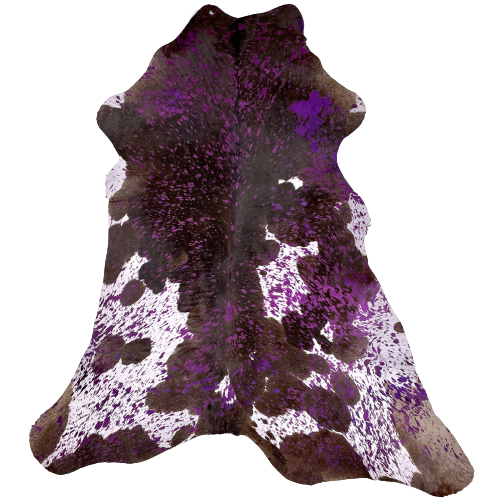 Brown and White Brazilian Calfskin with Purple Acid Wash - 2'10" x 1'8" (BRCALF349)