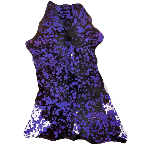 Black and White Brazilian Calfskin with Purple Acid Wash - 3'2" x 1'10" (BRCALF408)