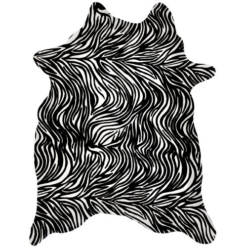 White Brazilian Calfskin with Black Baby Zebra Print - 2'10" x 2'3" (BRCALF489)