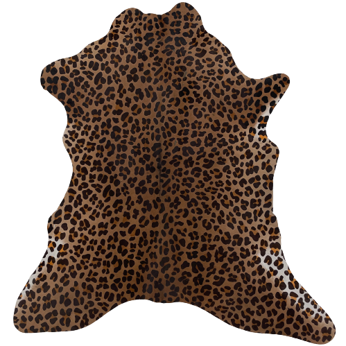 Dark Brown Brazilian Calfskin, stenciled with a black and brown, Leopard Print - 2'8" x 2' (BRCALF551)