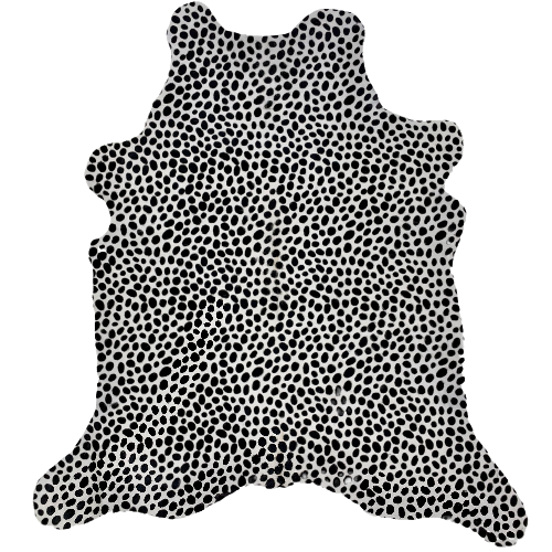 White Brazilian Calfskin w/ Black Cheetah Print - 3'3" x 2'5" (BRCALF552)