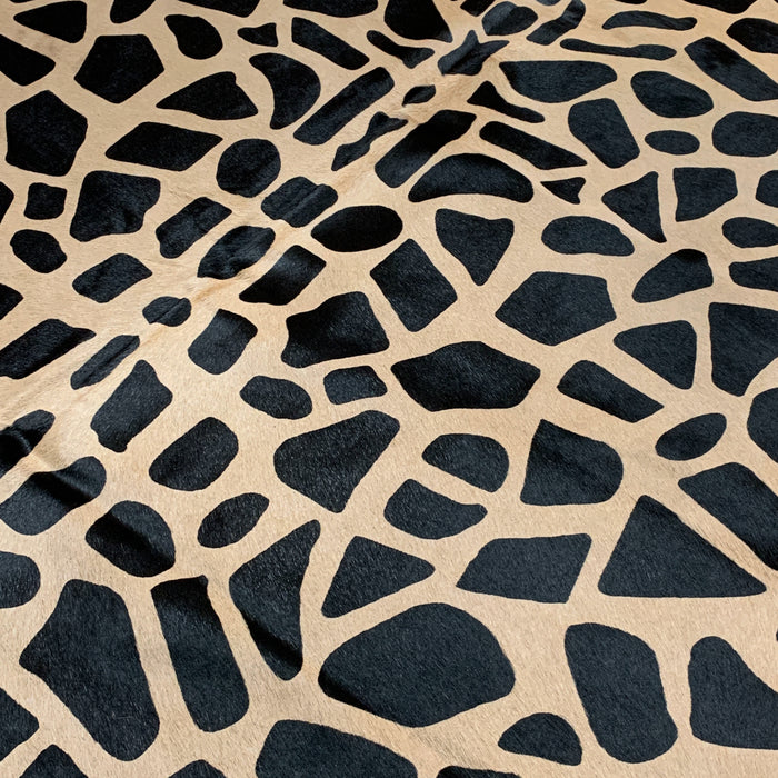 PROMO Black Giraffe Print on Brazilian Tan Cowhide - 6'9" x 5'6" (BRGP003)