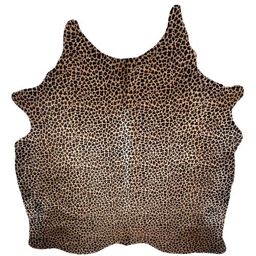 Brown and Black, Leopard Print on Large, Brown, Brazilian Cowhide - 7'7" x 6' (BRLP069)