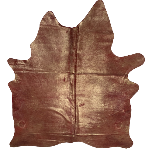 Brazilian Dyed Red Cowhide w/ Gold Spray - 6'7" x 5'3" (BRSL055-2)