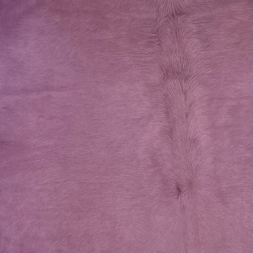 Closeup of this Brazilian Cowhide that has been dyed solid lilac (BRSLD172)