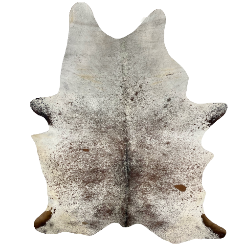 XL Brazilian Chocolate and Off-White Speckled Cowhide:  Off-white with chocolate speckles and spots  - 8'4" x 5'8" (BRSP1557)