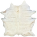 Large Off-White Brazilian Cowhide, that has one medium and six small, brownish spots - 7'8" x 6'4" (BRWT038)
