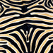 Closeup of this Brazilian Cowhide that is off-white, and has been stenciled with a black and yellow zebra print (BRZP026)