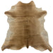 Colombian designer light brown and white calfskin that has been embossed with a floral print 3'8"L x 2'9"W