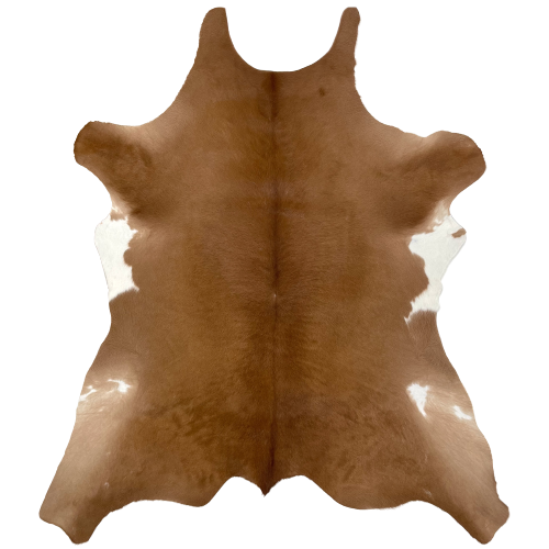 Brown Calfskin, with a splash of White on the belly - 3'6" x 2'11" (CALF385)