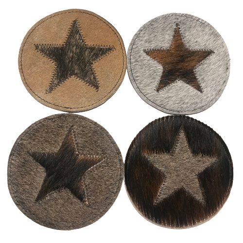 Cowhide Star Coasters - Set of 4
