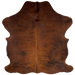 Small Reddish Brown and Black Colombian Brindle Cowhide:  dark reddish brown, with a few black, brindle markings, and lighter reddish brown down the middle, and longer hair on the shoulder and belly - 5'10" x 4'5" (COBR947)