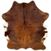 Colombian Solid Red Brown Cowhide, with long hair, curly hair in the middle, and white on the belly - 6'6" x 4'7" (COSL127)