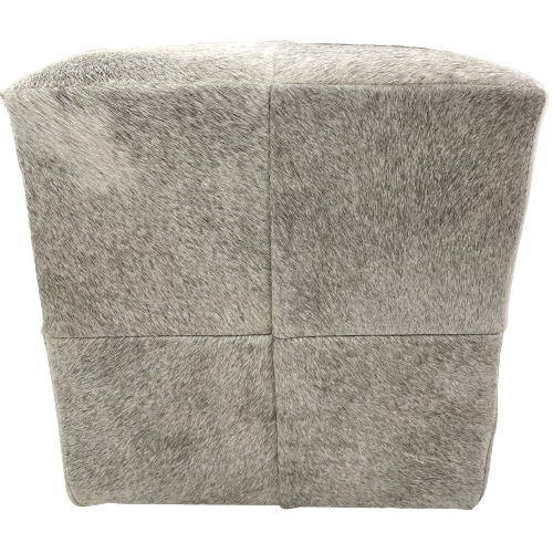 Cowhide Cube - Gray: gray, white, and off-white - 17" x 17" x 17" (CUBE073)