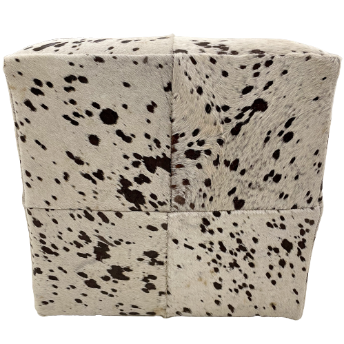 Cowhide Cube - Brown Acid Wash on Off-White - 17" x 17" x 17" (CUBE074)