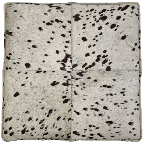 Top View: Cowhide Cube - Brown Acid Wash on Off-White - 17" x 17" x 17" (CUBE074)