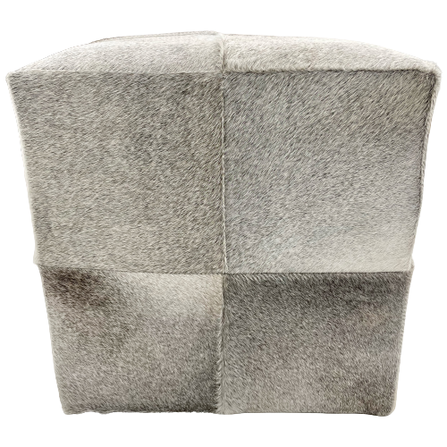 Side View #2: Cowhide Cube - Gray, White, & Off-White - 17" x 17" x 17" (CUBE078)