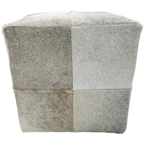 Cowhide Cube - Gray, White, & Off-White - 17" x 17" x 17" (CUBE078)