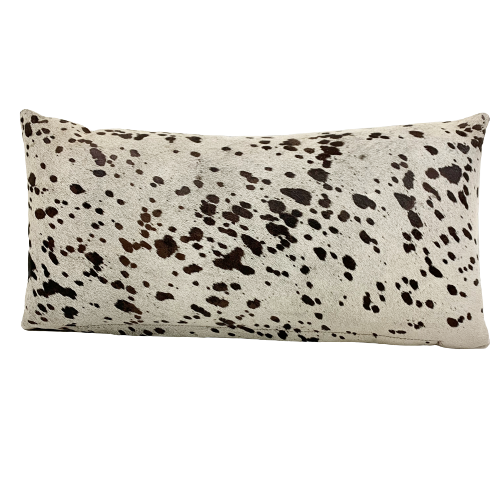 Lumbar Pillow - Off-White Cowhide with Brown Acid Wash - 24" x 12" (LPIL012-2)